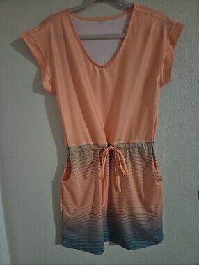 ETCYY NEW Cap Sleeve Ombre Stripe Mini T-Shirt Dress - Size S